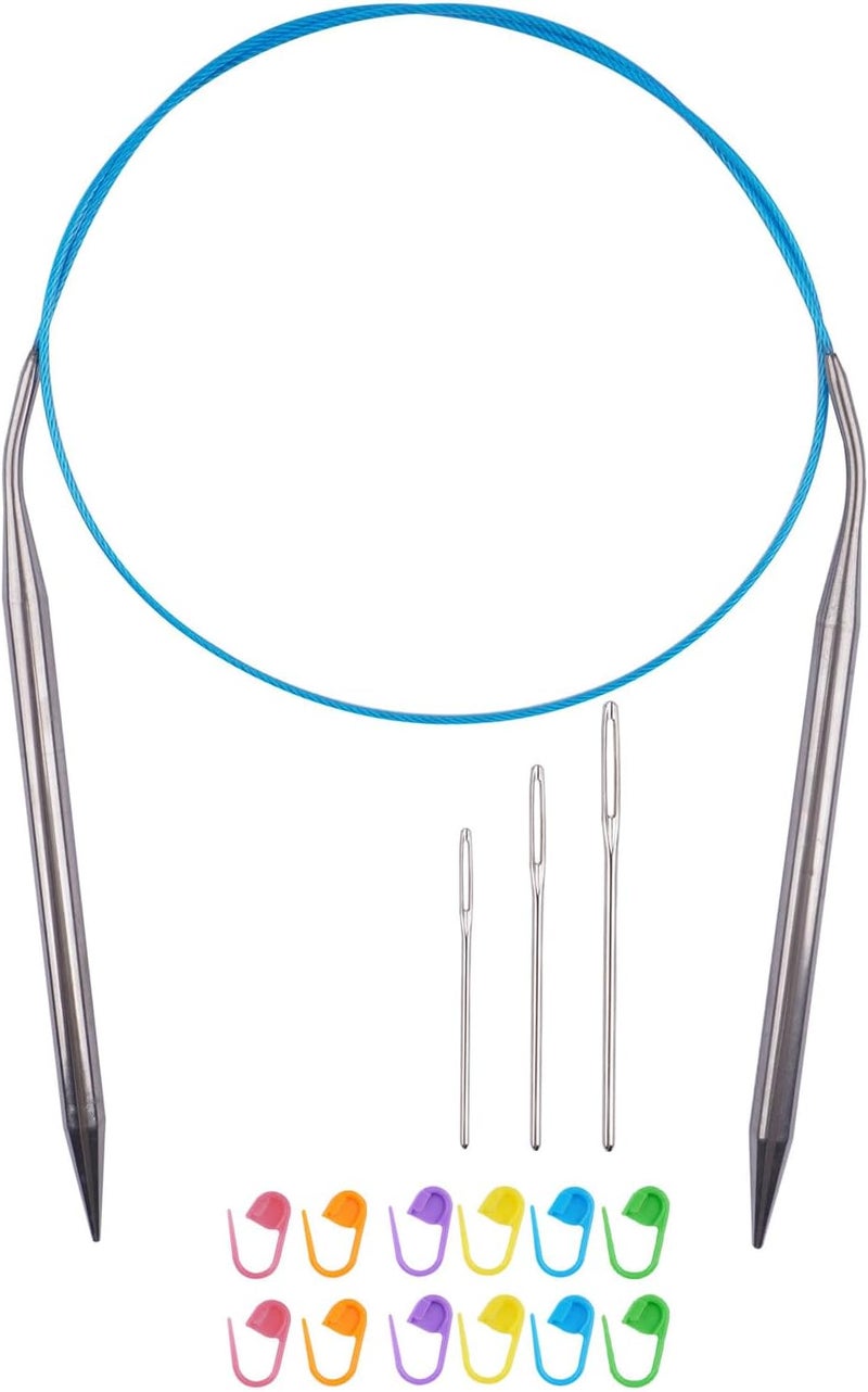 BsHooker Circular Knitting Needles 32inches/80cm,Size US 10.75(7mm) Stainless Steel Round Knitting Needles for Handmade Knitting DIY - Image 1